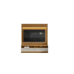 Rack com Painel Ripado para TV até 75 Polegadas com LED MDF 180cmx198cm 2 Nichos 2 Gavetas Ouro Preto - 6