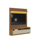 Ver imagem 2 de Rack com Painel Ripado para TV até 75 Polegadas com LED MDF 180CMX198CM 2 Nichos 2 Gavetas Ouro Preto Marrom