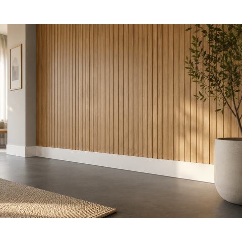 Rodapé de MDF 15CMX15MMX2.20m Revestido Liso Branco Casablanca