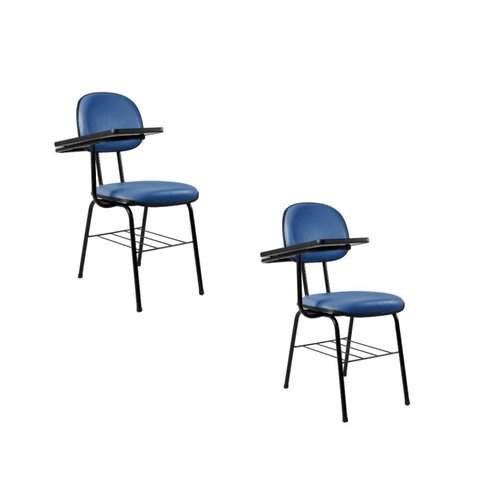 Kit 2 Cadeiras com Porta Livros Universitária Azul