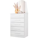 Ver imagem 1 de Cômoda Valentina 5 Gavetas com Espelho Branco