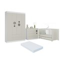Ver imagem 1 de Quarto de Bebê Completo Berço Americano 3 em 1 Colchão Pirulito Multimóveis Mp4629 Branco/off