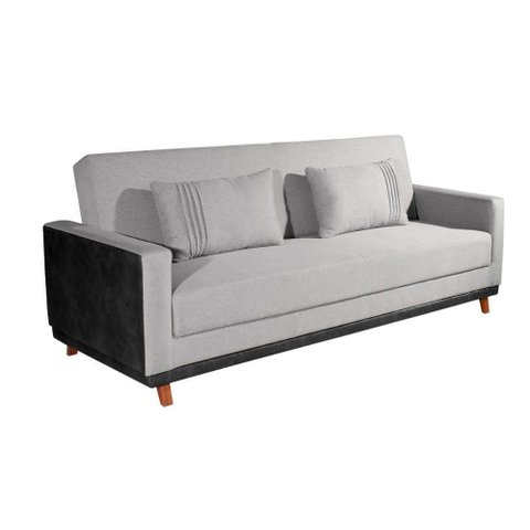 Sofá Cama Yara 3 Lugares Reclinável 205cm Cinza Bom Pastor