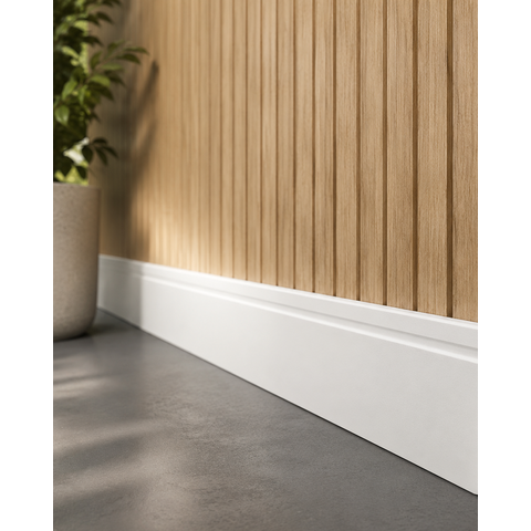 Rodapé de MDF 15CMX15MMX2.20MMDF Revestido Frisado Branco Casablanca