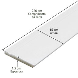 Rodapé de MDF 15cm x 15mm x 2.20m MDF Revestido Frisado Casablanca - 2