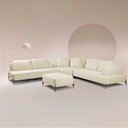 Ver imagem 1 de Sofá Modulado Sala de Estar 575cm Marino de Canto Pés de Ferro com Almofadas Linho Off White G92 - G