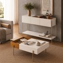 Ver imagem 3 de Aparador e Mesa de Centro Portugal 3 Portas MDP Cinamomo e Off White Madetec Móveis