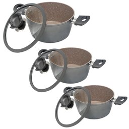 Kit 3 Panelas Caçarolas em Granito Orleans Antiaderentes - 1