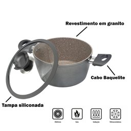 Kit 3 Panelas Caçarolas em Granito Orleans Antiaderentes - 3