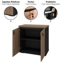 Ver imagem 4 de Balcao Escritorio 2 Portas Prateleira Ajustavel 74 cm Nogal Preto Artany