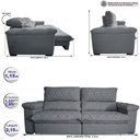 Ver imagem 2 de Sofá Retrátil e Reclinável 2,15m Molas Ensacadas Cama inBox Big Home Bordado 3D Linho Cinza