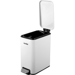 Lixeira Retangular 5 Litros Inox Branca 6356005002 Vonder - 5