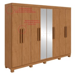 Guarda-roupa Casal Easy Slim 8 Portas com Espelho e Pés Amendoa Clean - 10