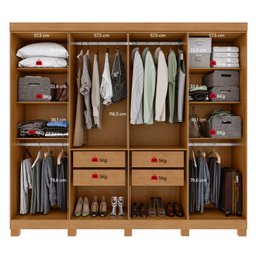 Guarda-roupa Casal Easy Slim 8 Portas com Espelho e Pés Amendoa Clean - 2