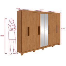 Guarda-roupa Casal Easy Slim 8 Portas com Espelho e Pés Amendoa Clean - 4