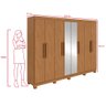 Guarda-roupa Casal Easy Slim 8 Portas com Espelho e Pés Amendoa Clean - 4