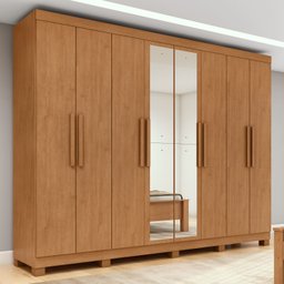 Guarda-roupa Casal Easy Slim 8 Portas com Espelho e Pés Amendoa Clean - 1