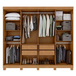 Guarda-roupa Casal Easy Slim 8 Portas com Espelho e Pés Amendoa Clean - 5
