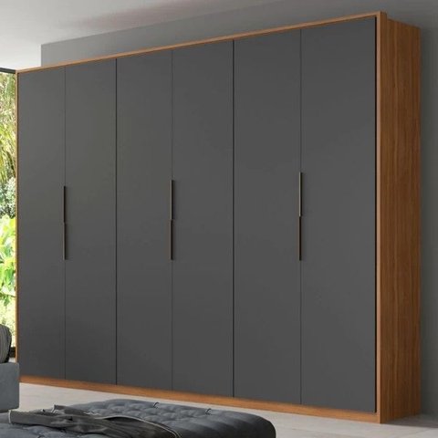 Guarda Roupa Casal 6 Portas e 6 Gavetas Atrice -élpis Móveis - Amêndola Touch/grafito