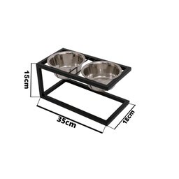 Comedouro e Bebedouro Para Pet Cachorros Cães Gatos Pequeno Porte Elevado 2 Tigelas em Inox - 3