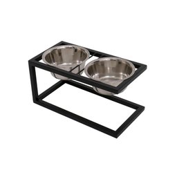 Comedouro e Bebedouro Para Pet Cachorros Cães Gatos Pequeno Porte Elevado 2 Tigelas em Inox - 2