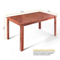 Conjunto Sala de Jantar 1 Mesa Tampo Madeira Maciça Quadrado 6 Cadeiras  - 4