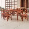 Conjunto Sala de Jantar 1 Mesa Tampo Madeira Maciça Quadrado 6 Cadeiras  - 1