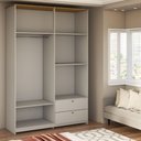 Ver imagem 6 de Guarda-roupa Solteiro Americano 4 Portas 2 Gavetas Branco/ipê - Panorama Móveis