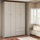 Ver imagem 1 de Guarda-roupa Solteiro Americano 4 Portas 2 Gavetas Branco/ipê - Panorama Móveis