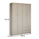 Ver imagem 4 de Guarda-roupa Solteiro Americano 4 Portas 2 Gavetas Branco/ipê - Panorama Móveis