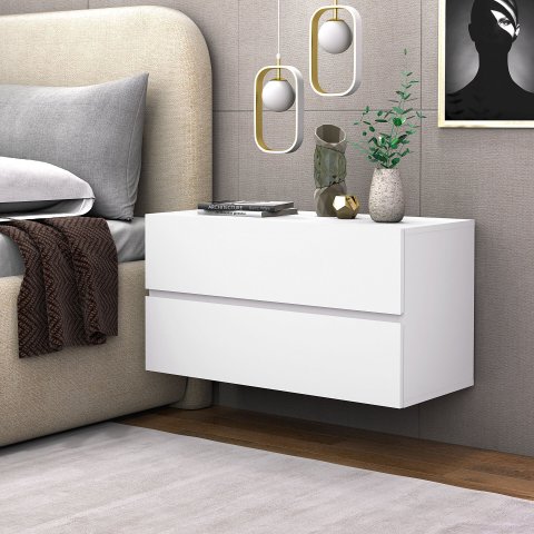 Mesa de Cabeceira Eros 60cm Parede Suspenso 2 Gavetas  