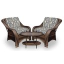 Ver imagem 1 de Conjunto de Poltronas Fibra Sintética Bruxelas - 2 Poltronas + 1 Mesa Centro - Tecido Corda Náutica