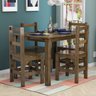 Conjunto Sala de Jantar 1 Mesa Tampo Madeira Maciça Quadrado 4 Cadeiras  - 1