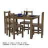 Conjunto Sala de Jantar 1 Mesa Tampo Madeira Maciça Quadrado 4 Cadeiras  - 3