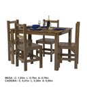 Ver imagem 3 de Conjunto Sala de Jantar 1 Mesa Tampo Madeira Maciça Quadrado 4 Cadeiras