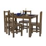 Conjunto Sala de Jantar 1 Mesa Tampo Madeira Maciça Quadrado 4 Cadeiras  - 2