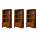 Ver imagem 1 de Kit 3 Guarda Roupas Multiuso Madeira Maciça Livreiro 2 Portas Prateleiras Rubi Imperial Castanho