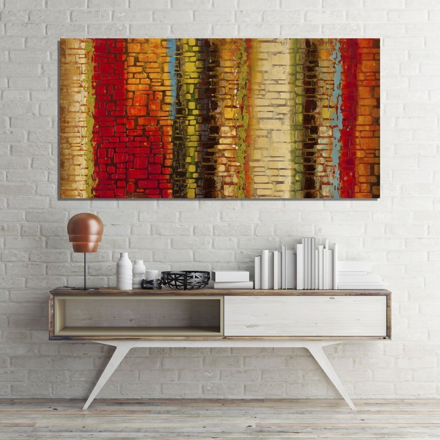 Quadro em Tela Decorativa Abstrata Ladrilhos Decore Pronto - 2