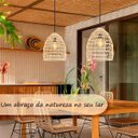 Ver imagem 3 de Pendente Fibra Natural Rattan Vime Mesa Quarto Cesto Fib02