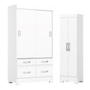 Ver imagem 1 de Guarda Roupa 2 Portas de Correr e 4 Gavetas Marel Flex Be25 com Armário Multiuso 2 Portas 3 Pratelei