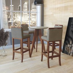Conjunto 4 Banquetas Alta em Madeira Maciça Londres CCS Interiores - 2