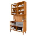 Ver imagem 3 de Aéreo com Balcão Painel Divina 120cm 4 Portas e 2 Gavetas Cinamomo/platina
