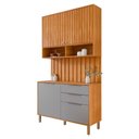 Ver imagem 1 de Aéreo com Balcão Painel Divina 120cm 4 Portas e 2 Gavetas Cinamomo/platina