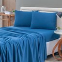 Ver imagem 2 de Jogo de Cama Lençol Sereno Casal em Malha Algodão 4 Peças - Marinho