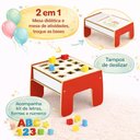 Ver imagem 5 de Mesinha Atividades Infantil 2 em 1 em Madeira Mesa Didatica Kit 16 Pecas Letras Formas Numeros Inter