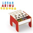 Ver imagem 3 de Mesinha Atividades Infantil 2 em 1 em Madeira Mesa Didatica Kit 16 Pecas Letras Formas Numeros Inter