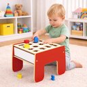 Ver mais imagens de Mesinha Atividades Infantil 2 em 1 em Madeira Mesa Didatica Kit 16 Pecas Letras Formas Numeros Inter