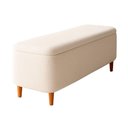 Ver imagem 1 de Puff Baú Bella 90cm Pés Palito Madeira Bouclé Off White Sallar Home