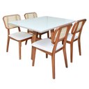 Ver imagem 1 de Conjunto Sala De Jantar Mesa Lara 120x90 Madeira Maciça 4 Cadeiras Lara Jequitibá Móveis