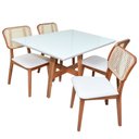 Ver imagem 2 de Conjunto Sala De Jantar Mesa Lara 120x90 Madeira Maciça 4 Cadeiras Lara Jequitibá Móveis
